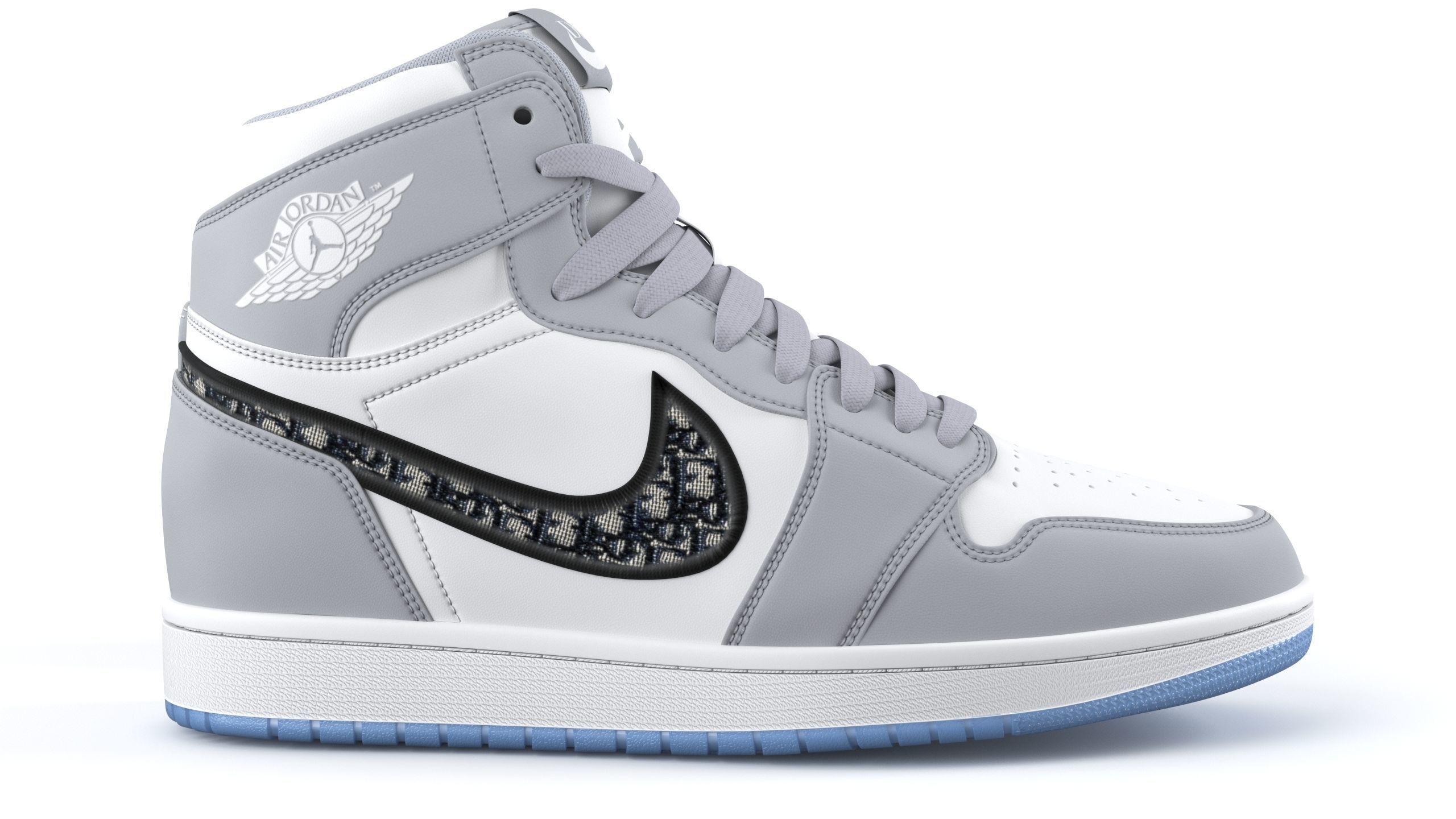 Jordan 1 Retro High Dior Low-poly 3D model_2