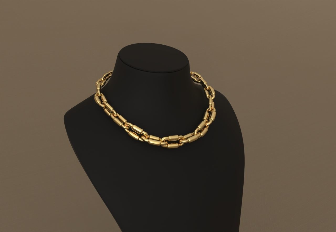 Tiffany Pipe Model Graduated Necklace or chain link 3D print model_2