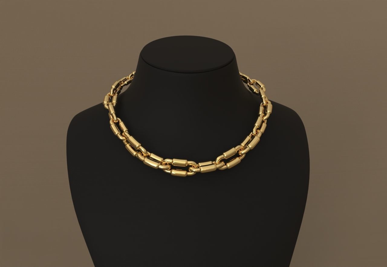 Tiffany Pipe Model Graduated Necklace or chain link 3D print model_4