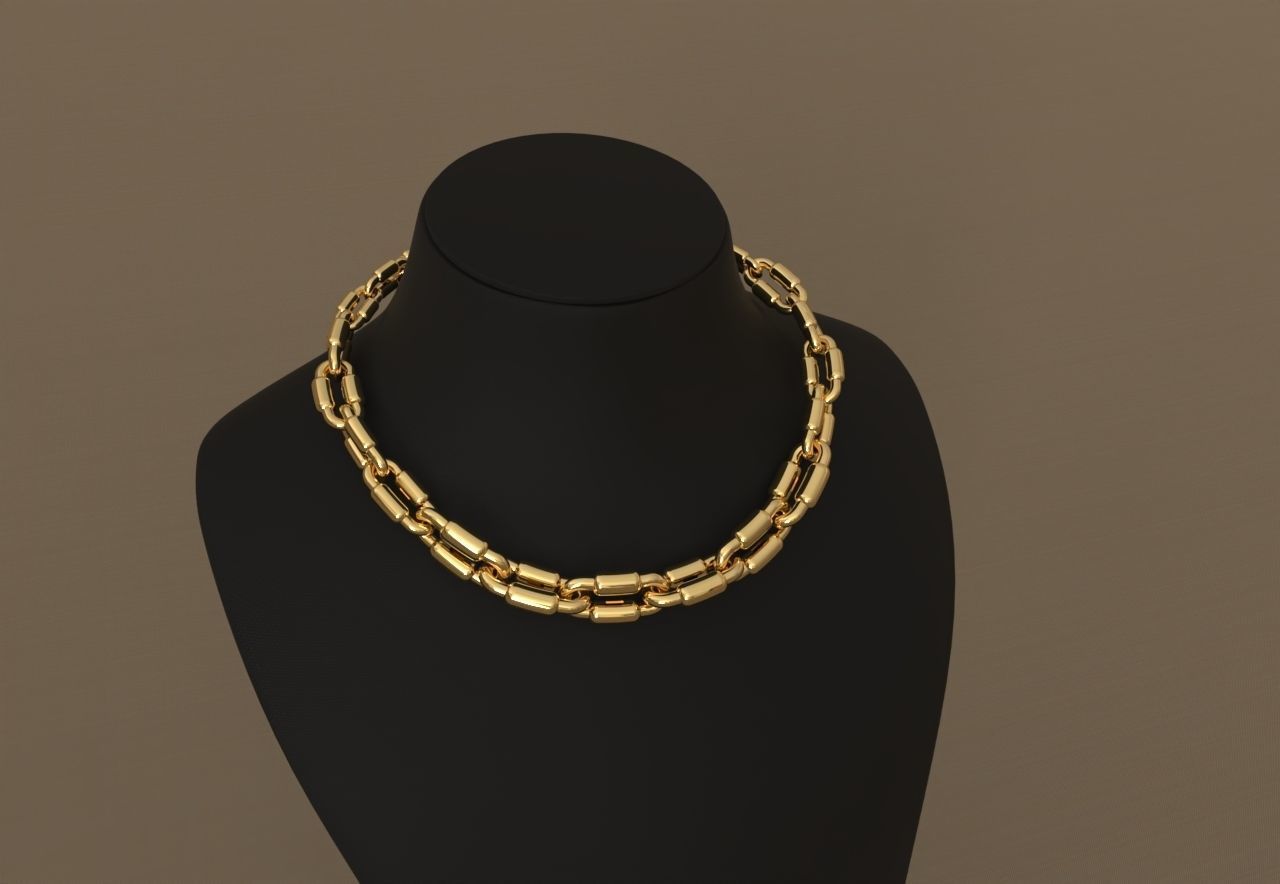 Tiffany Pipe Model Graduated Necklace or chain link 3D print model_5