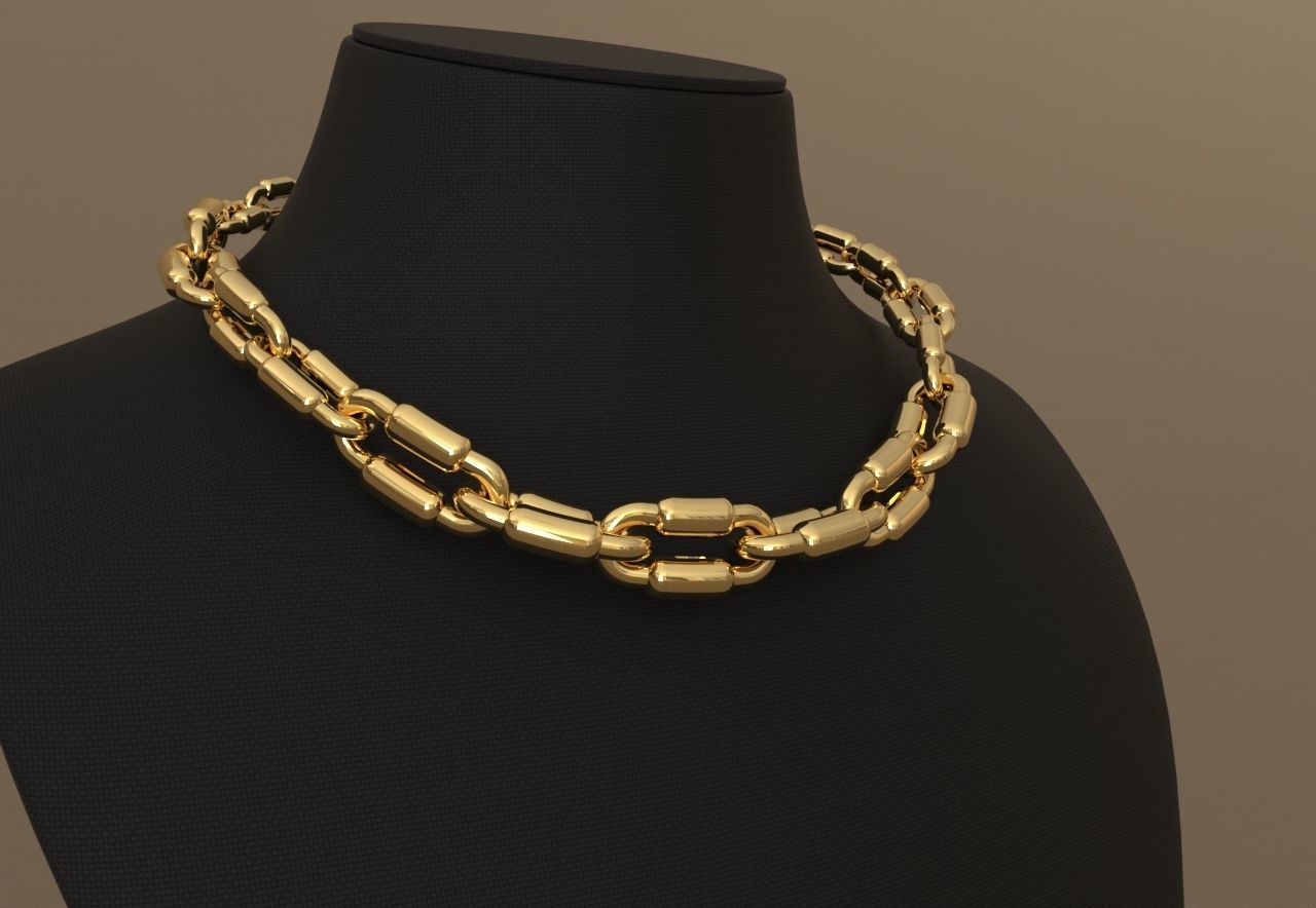 Tiffany Pipe Model Graduated Necklace or chain link 3D print model_1