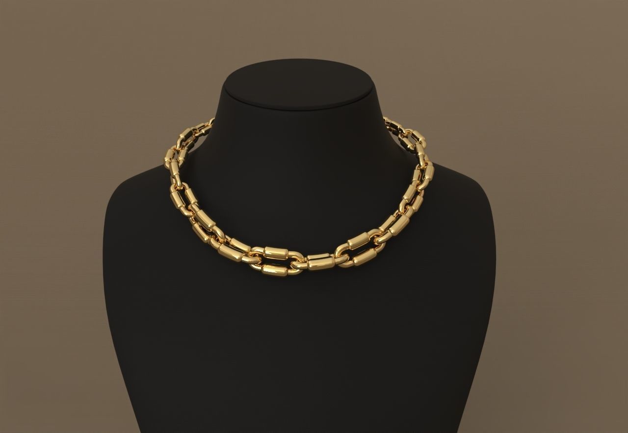 Tiffany Pipe Model Graduated Necklace or chain link 3D print model_3