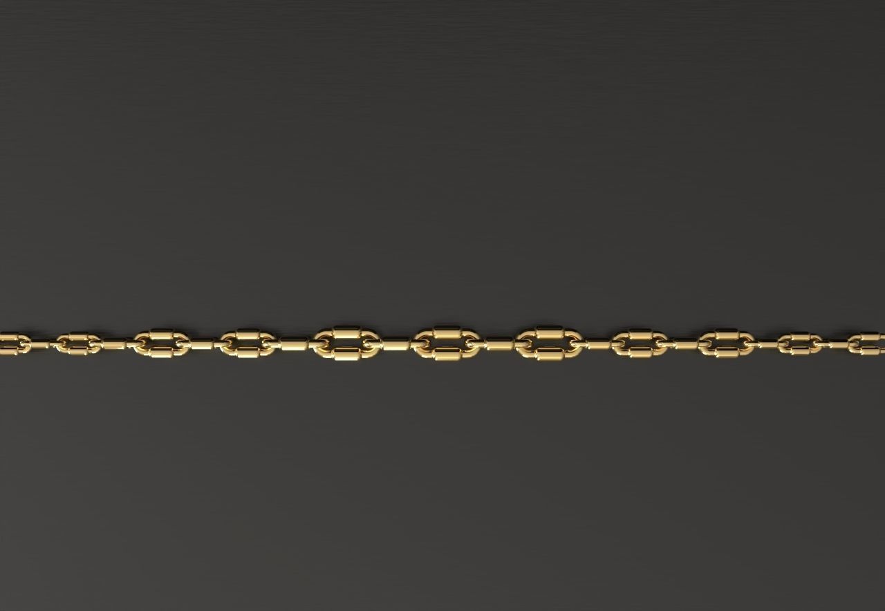 Tiffany Pipe Model Graduated Necklace or chain link 3D print model_7