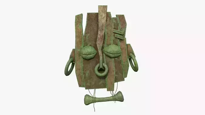 Tribal Mask E08 Wood Mud - Costume Character Design Low-poly 3D model