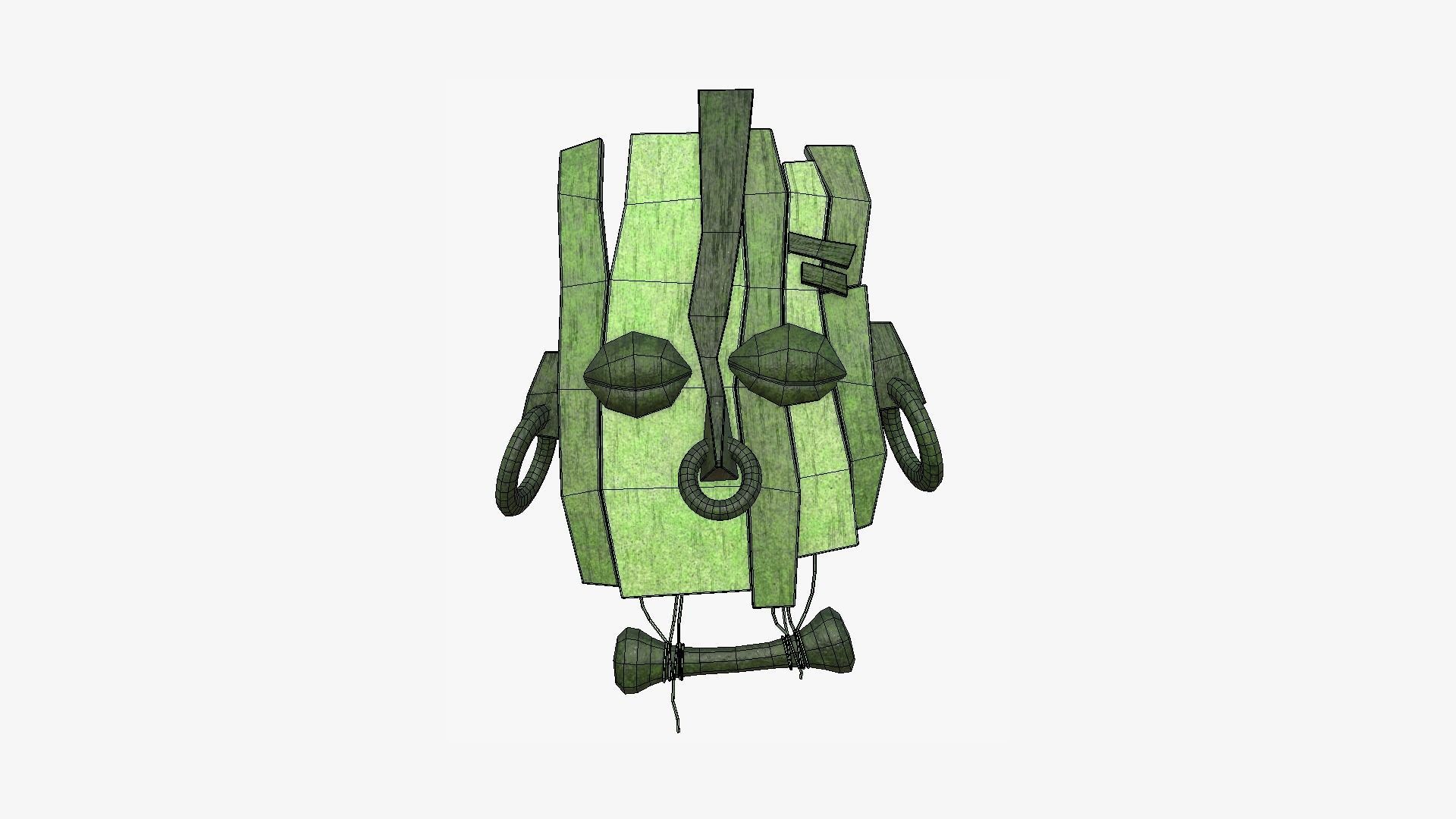 Tribal Mask E09 Full Mud - Costume Character Design Low-poly 3D model_6