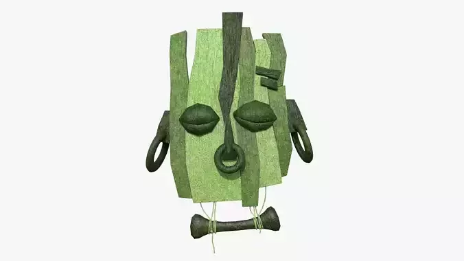 Tribal Mask E09 Full Mud - Costume Character Design Low-poly 3D model