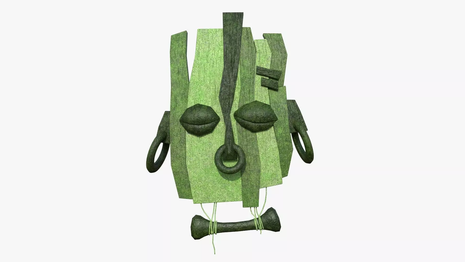 Tribal Mask E09 Full Mud - Costume Character Design Low-poly 3D model_0