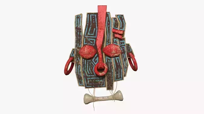 Tribal Mask E10 Brown Blue - Costume Character Design Low-poly 3D model