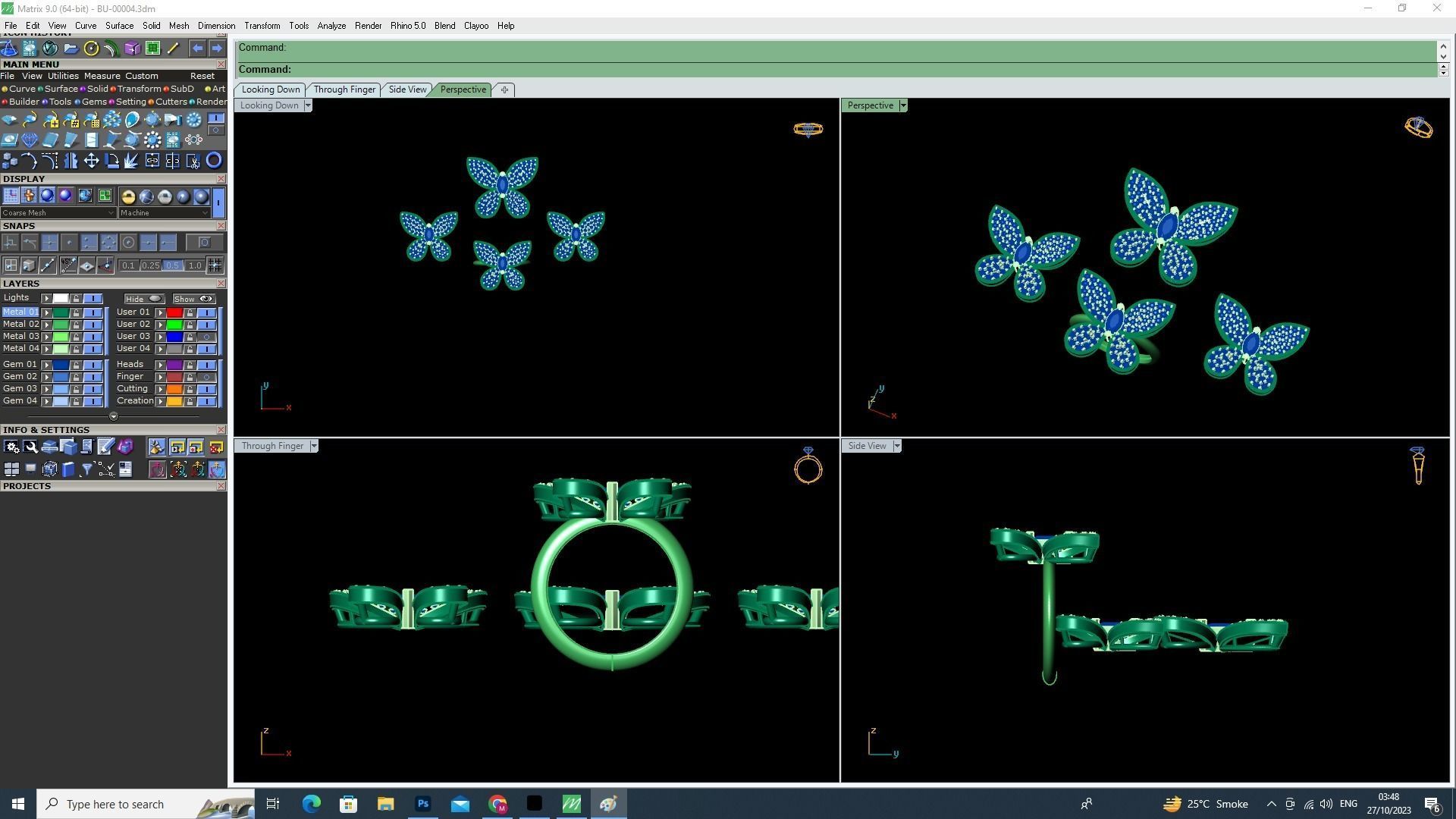 ButterFly Earing Pendant and Ring Stl File  3D print model_1