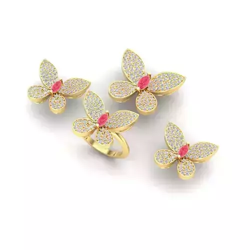 ButterFly Earing Pendant and Ring Stl File 