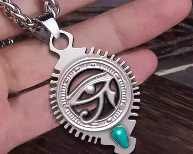 EYE HORUS  PENDANT WITH  AMERICAN TURQUOISE STONE