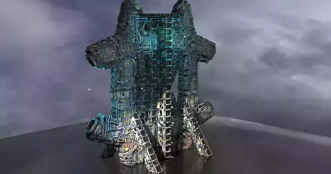 Deep ocean alien ship rig  structure