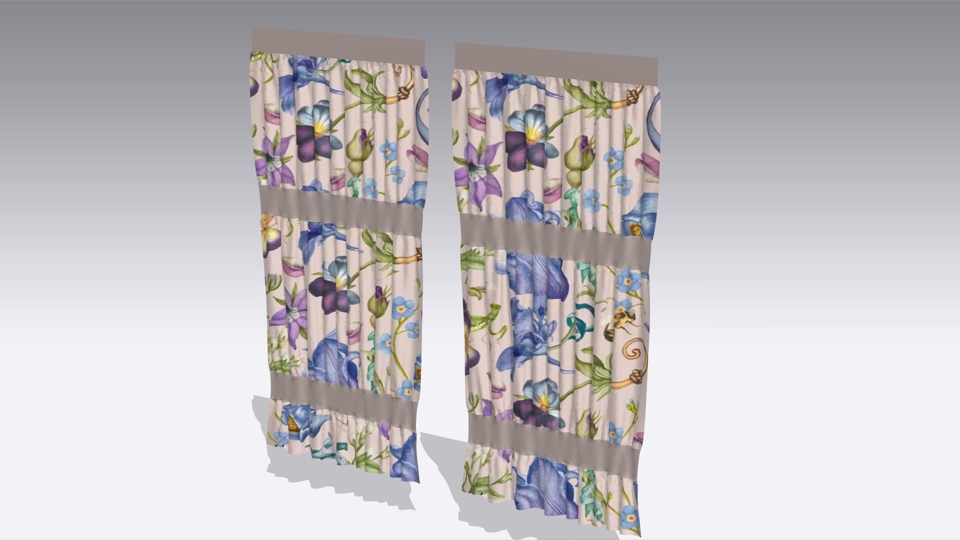 Curtain Low-poly 3D model_5