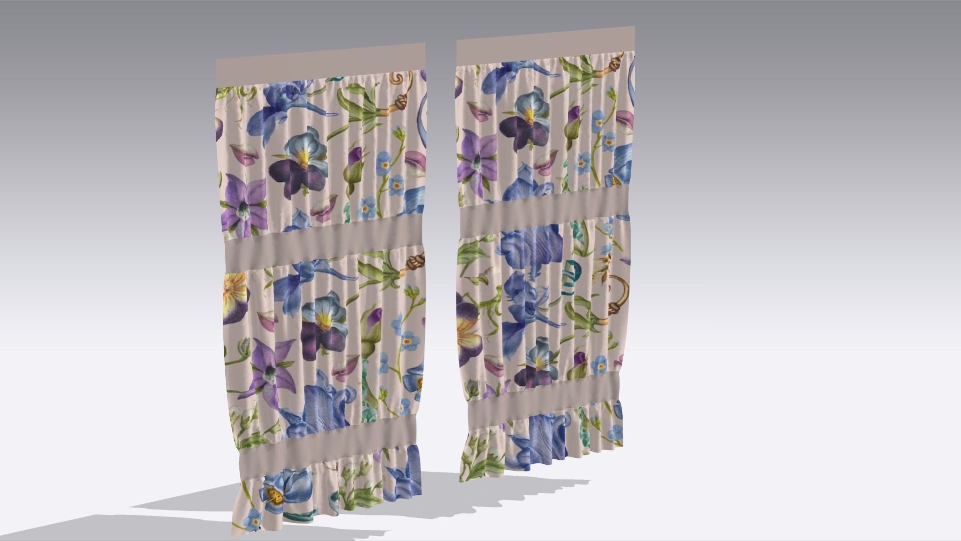 Curtain Low-poly 3D model_4