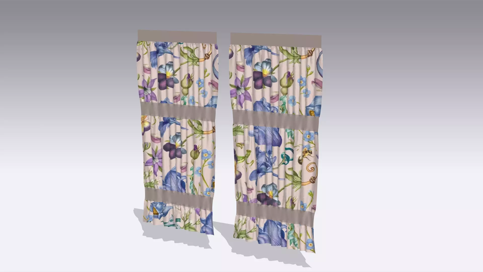 Curtain Low-poly 3D model_0