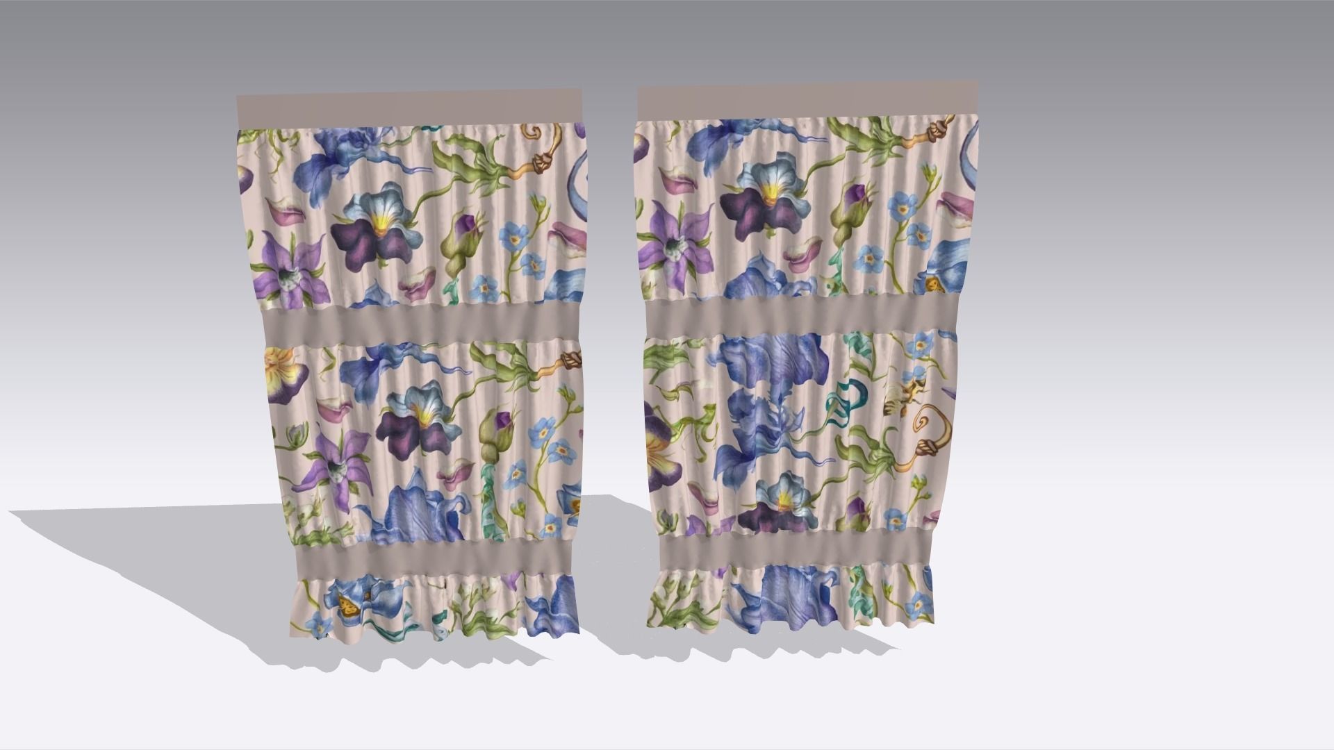 Curtain Low-poly 3D model_3