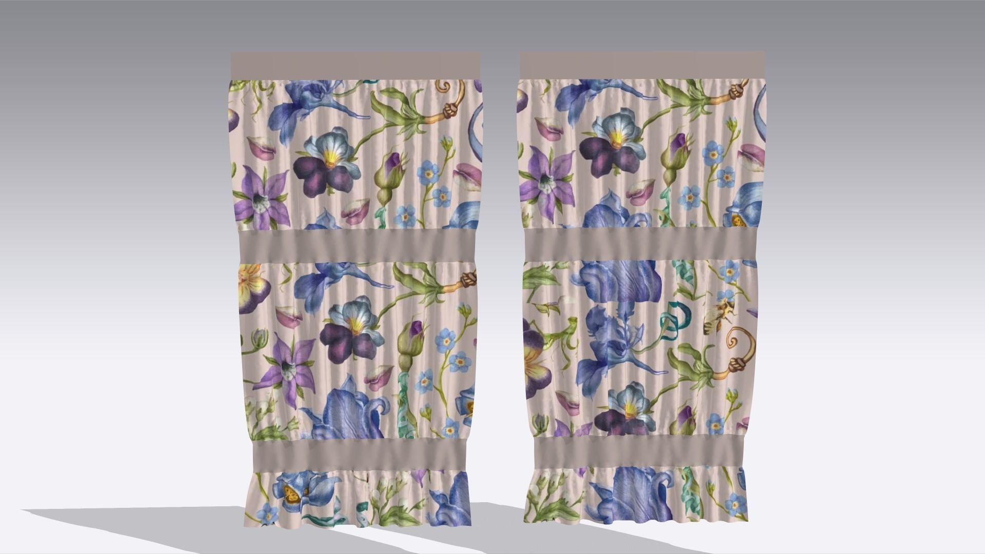 Curtain Low-poly 3D model_2