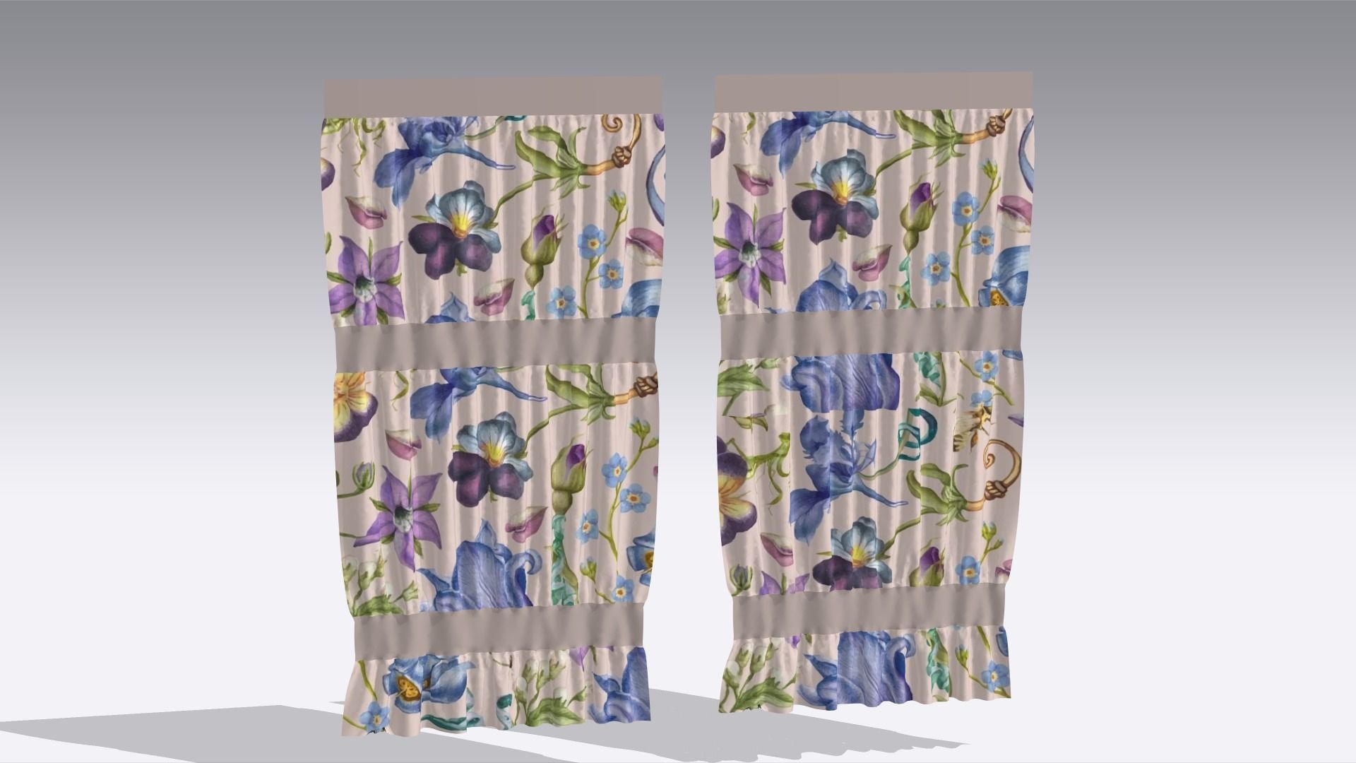 Curtain Low-poly 3D model_1