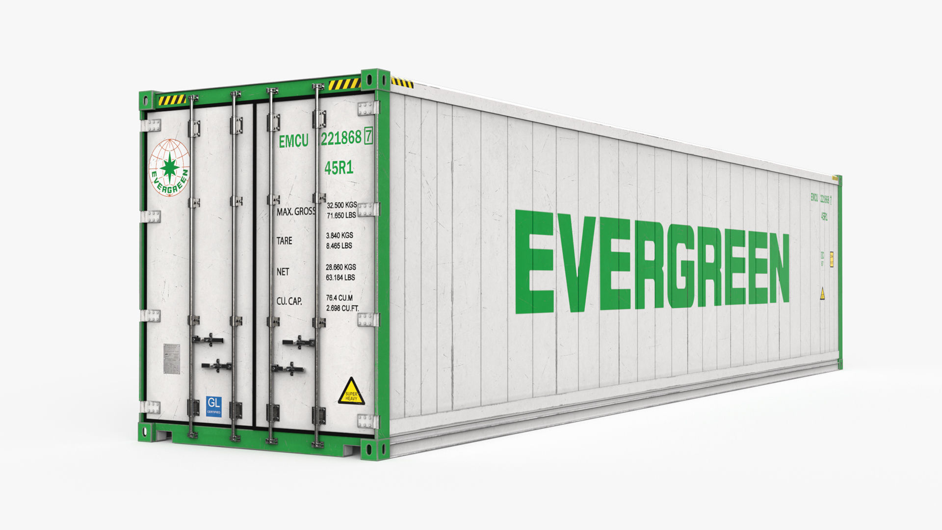 40ft EVERGREEN Container Reefer CARRIER 3D model_5