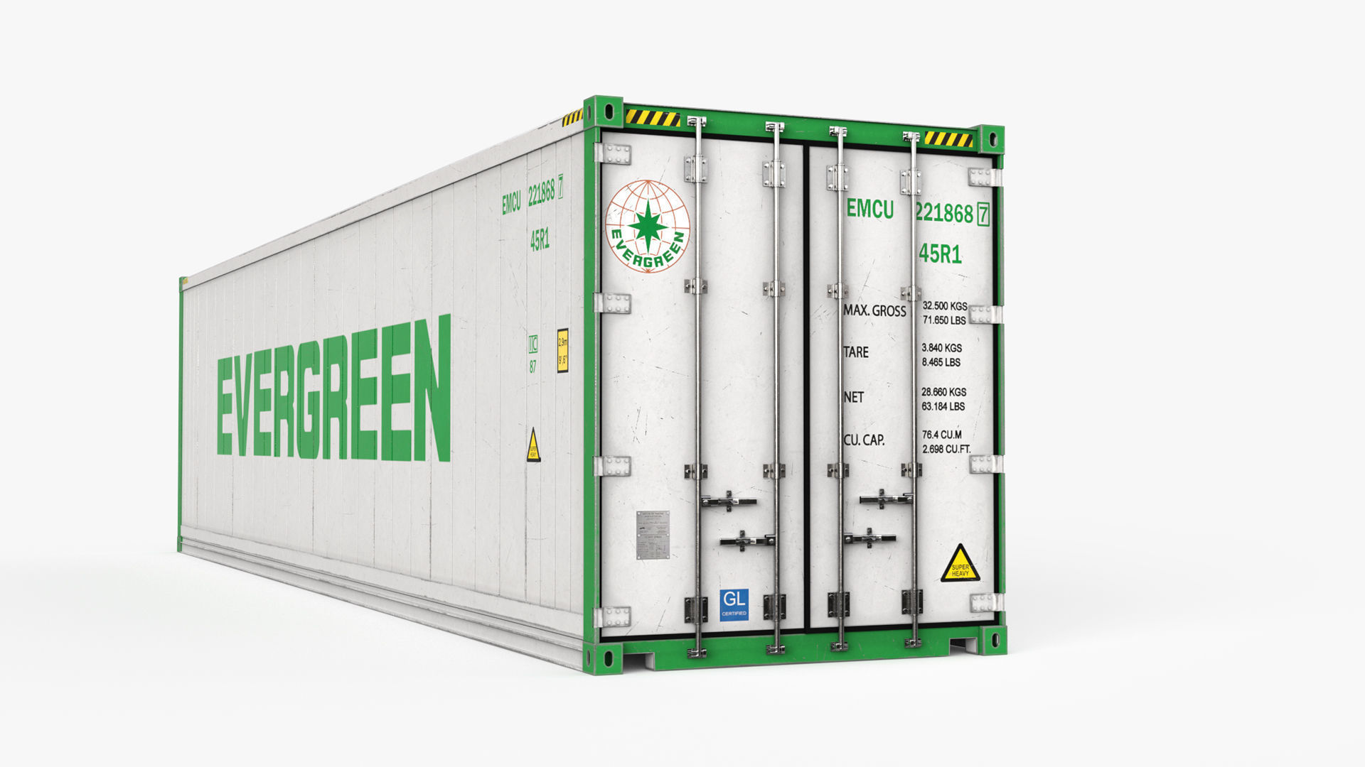 40ft EVERGREEN Container Reefer CARRIER 3D model_4