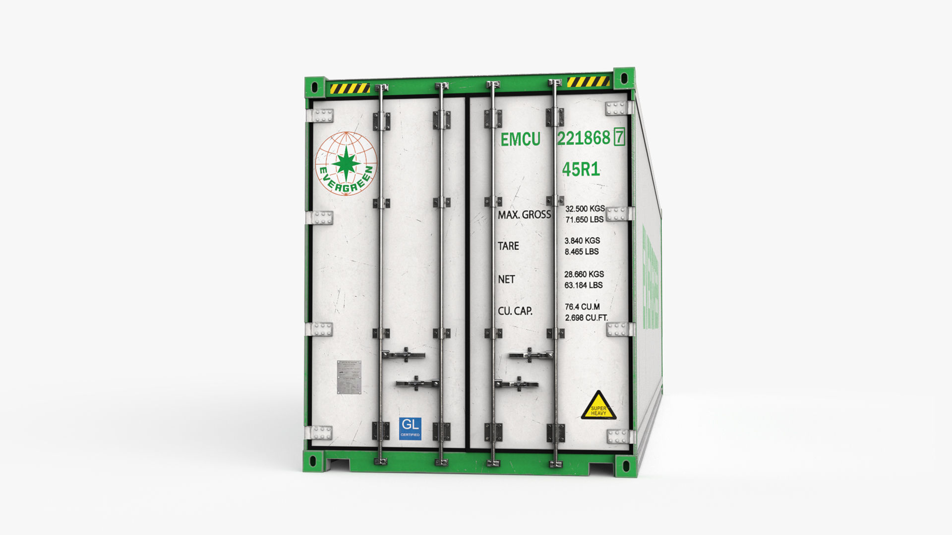 40ft EVERGREEN Container Reefer CARRIER 3D model_6