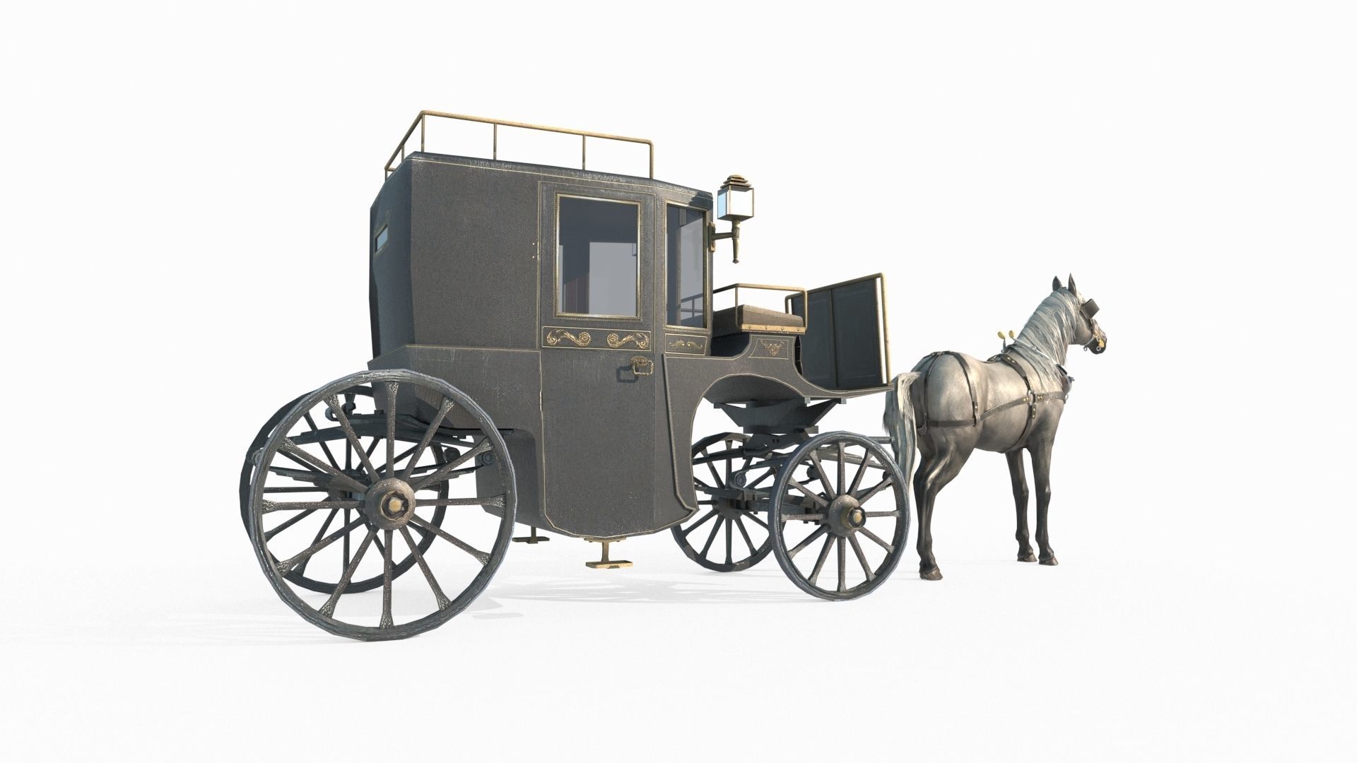 Medieval carriage 3D model_2