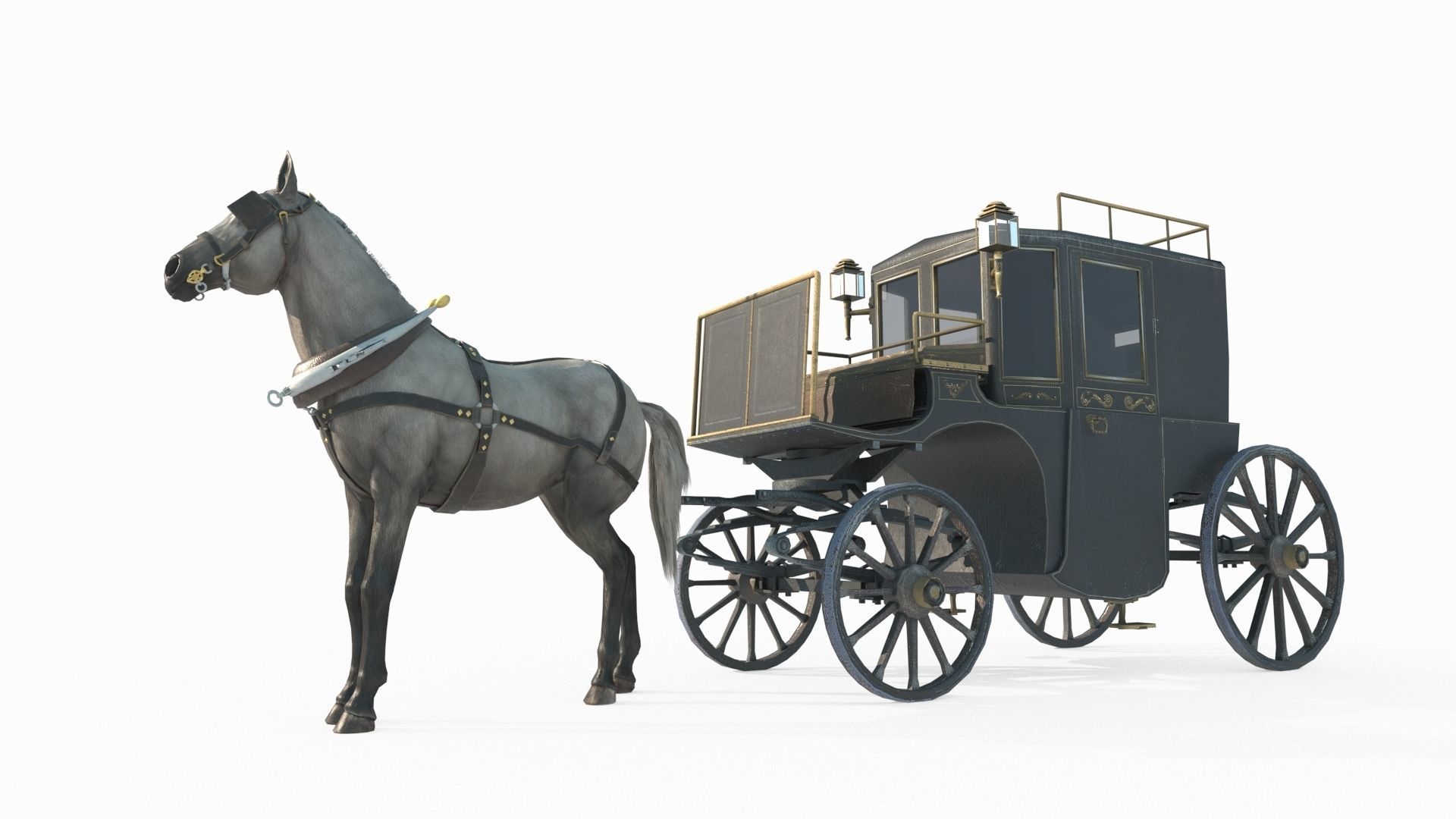 Medieval carriage 3D model_4