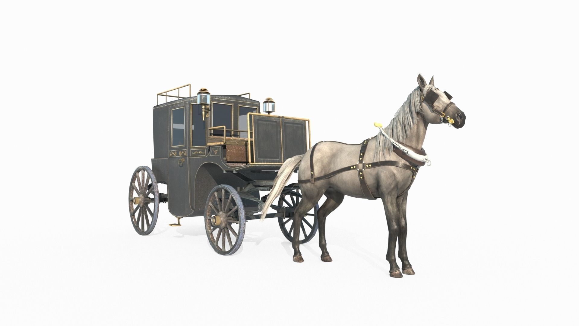 Medieval carriage 3D model_1