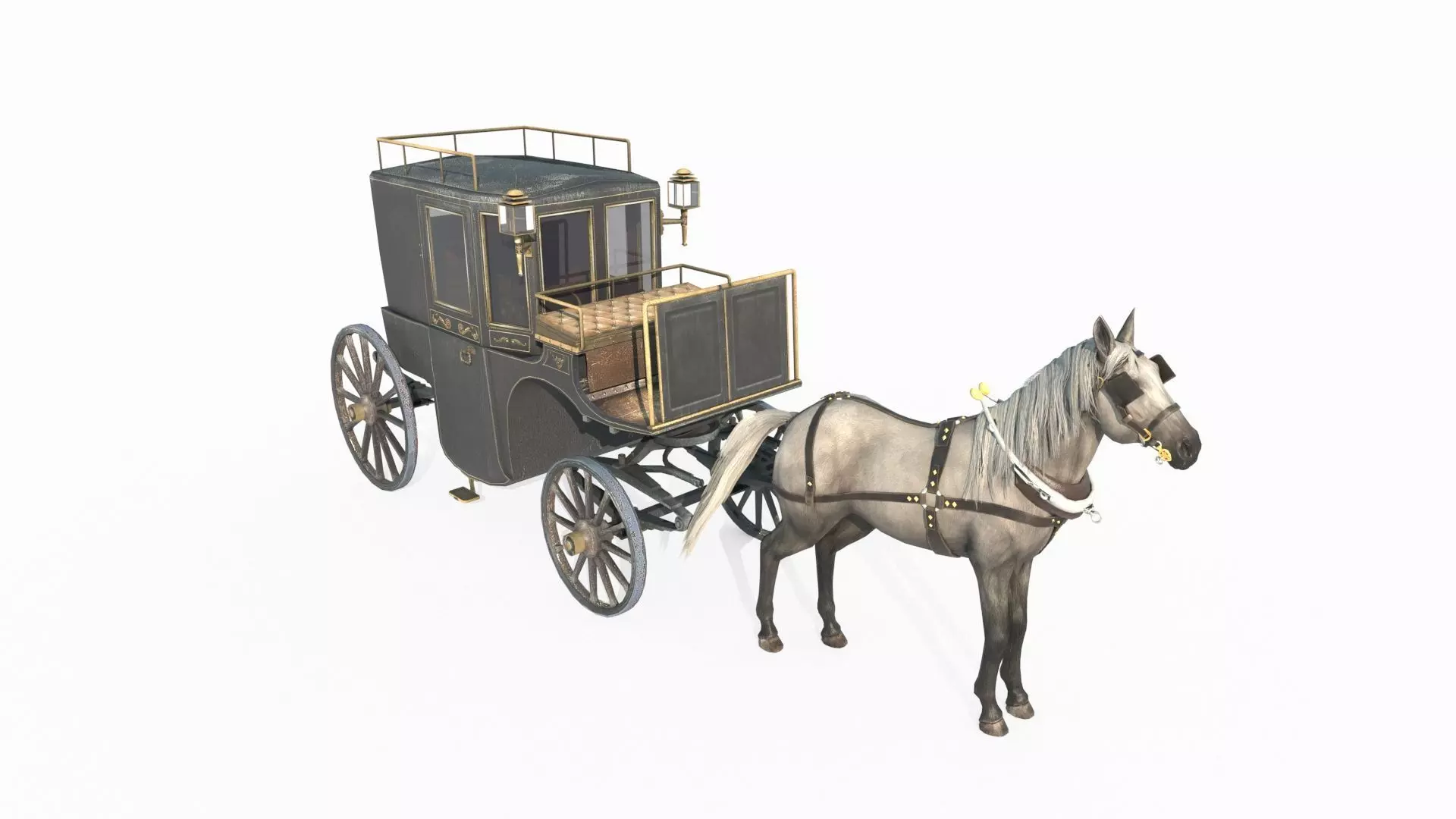 Medieval carriage 3D model_0