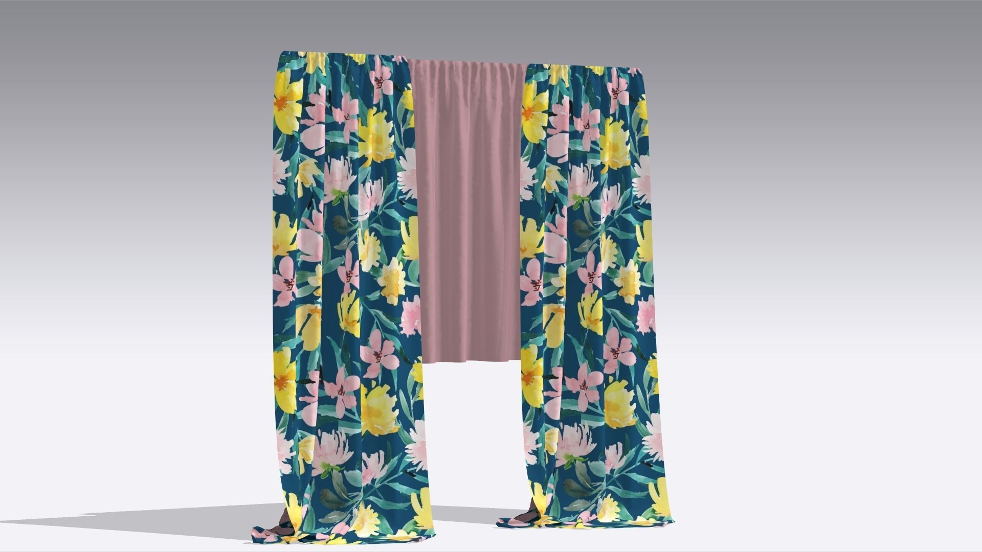 Curtain Low-poly 3D model_5