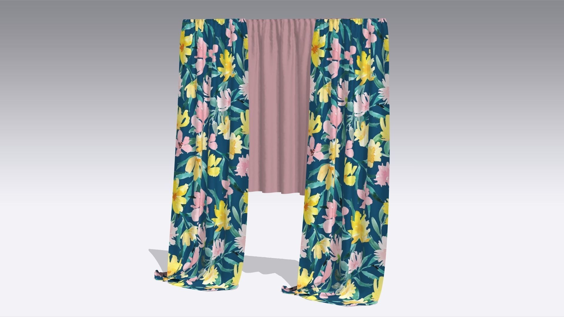 Curtain Low-poly 3D model_2