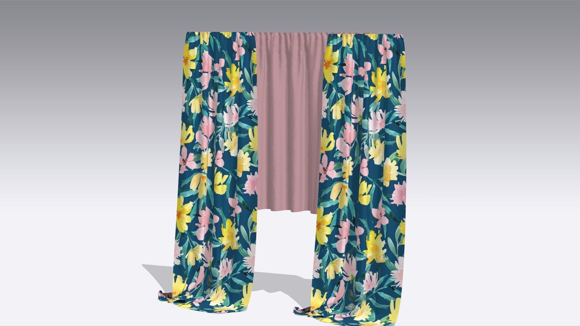 Curtain Low-poly 3D model_6