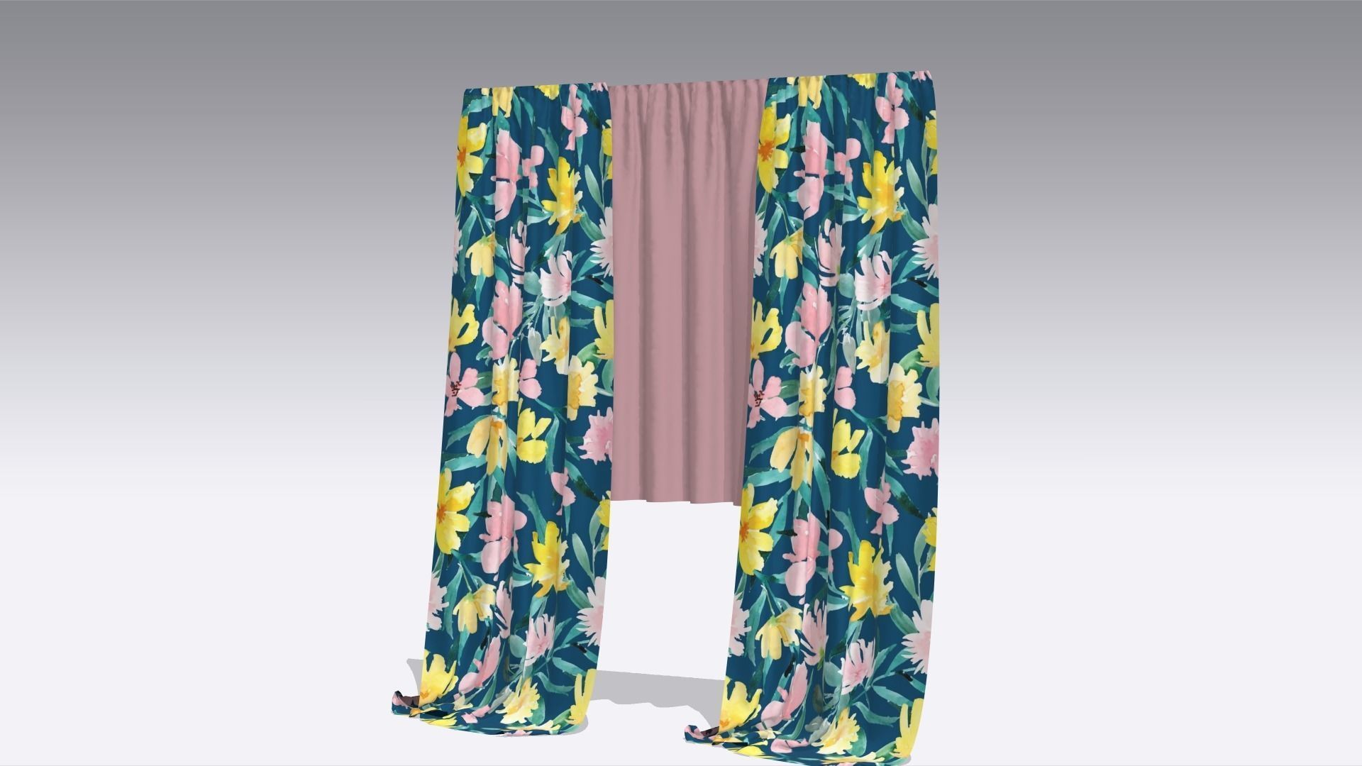 Curtain Low-poly 3D model_4