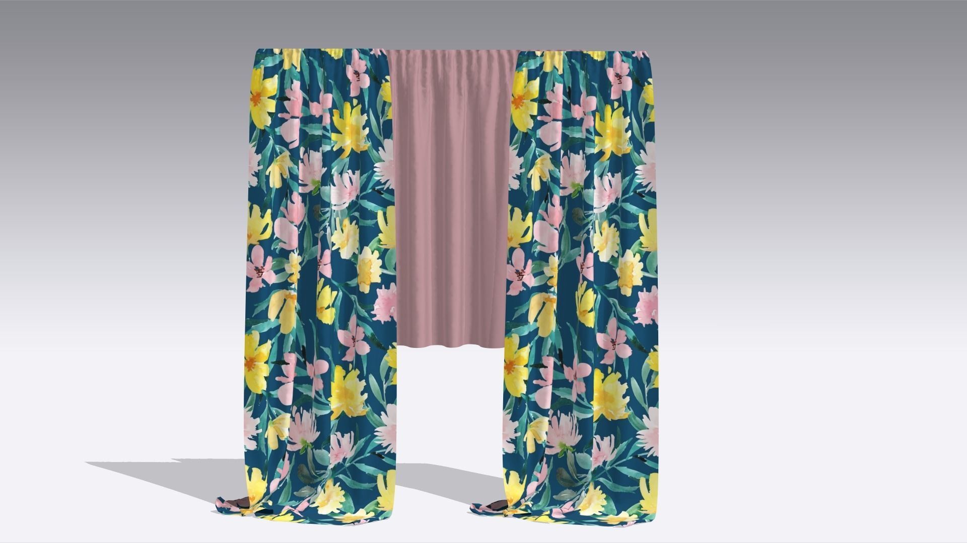 Curtain Low-poly 3D model_1