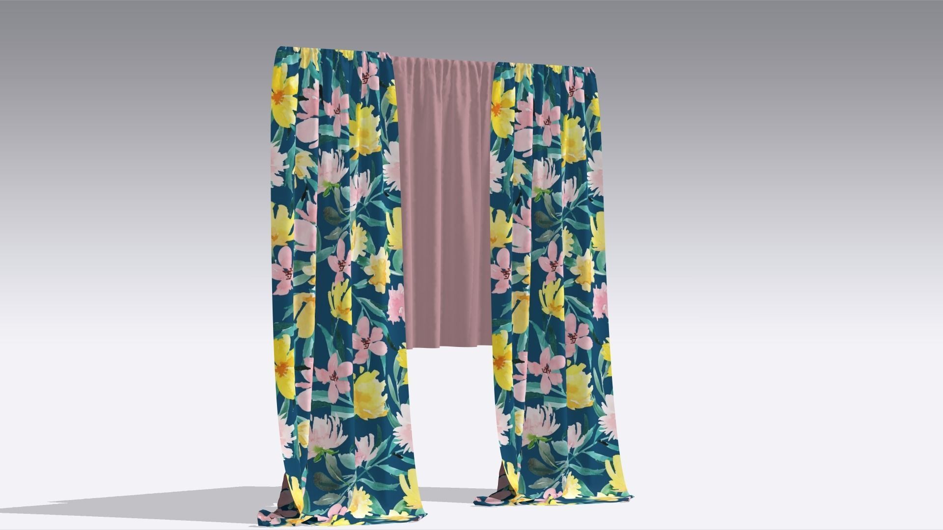 Curtain Low-poly 3D model_3