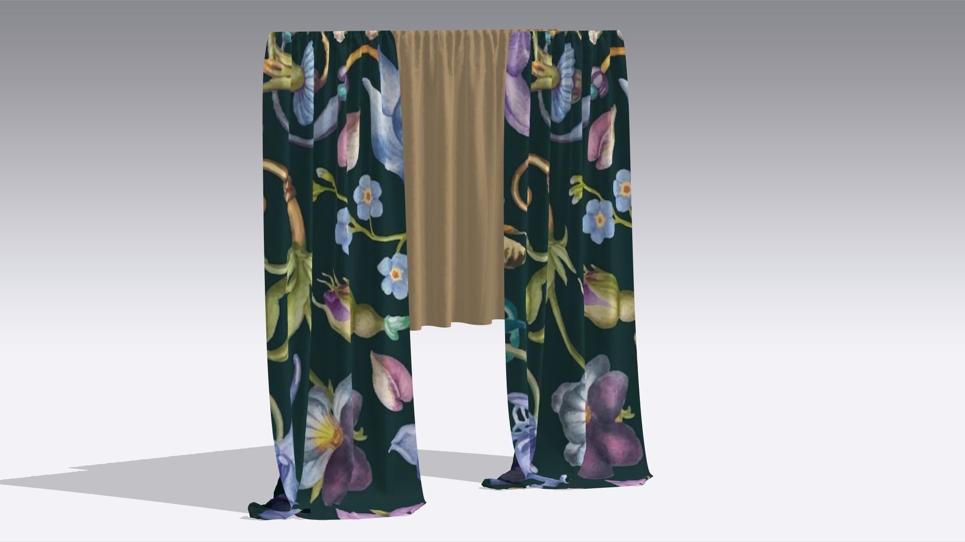 Curtain Low-poly 3D model_1