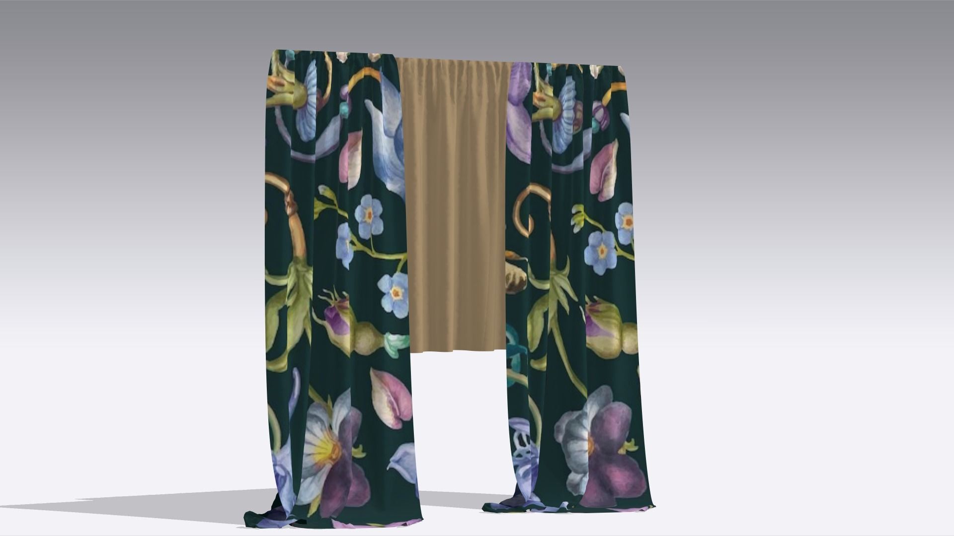 Curtain Low-poly 3D model_5