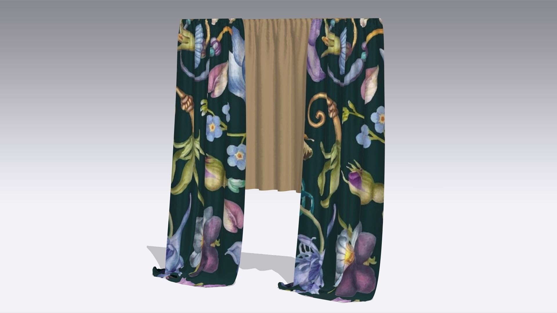 Curtain Low-poly 3D model_2