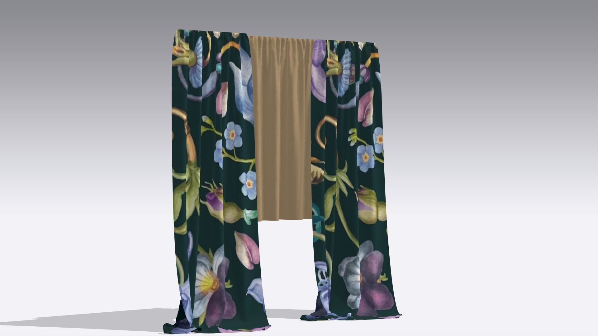 Curtain Low-poly 3D model_3