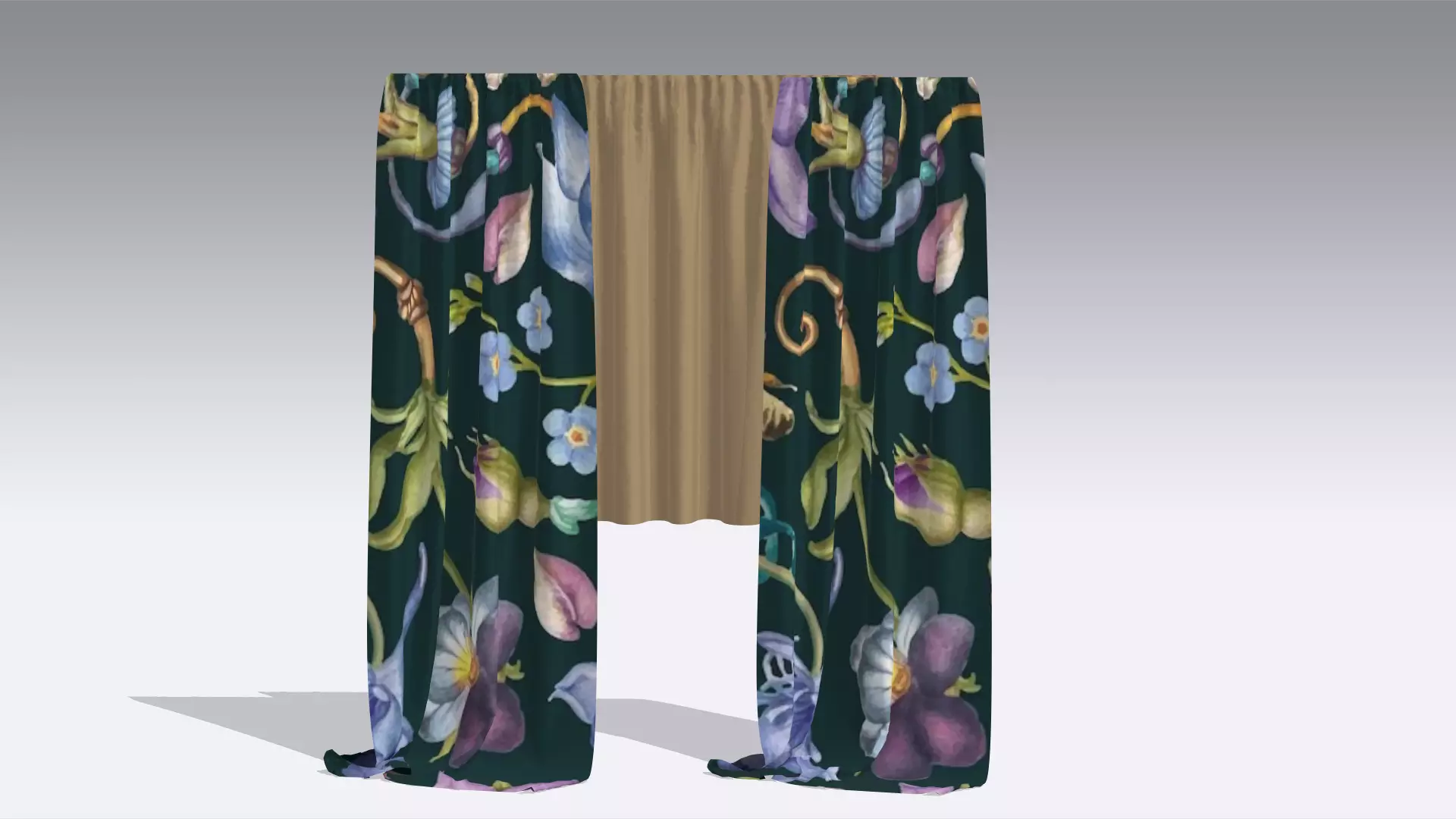 Curtain Low-poly 3D model_0