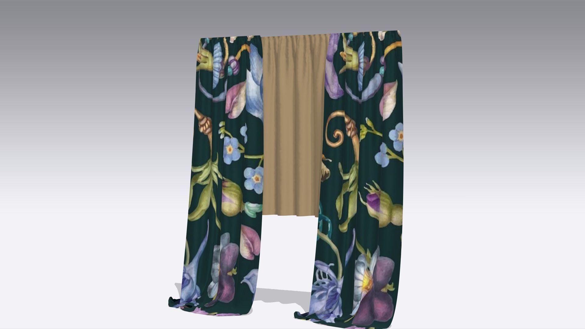 Curtain Low-poly 3D model_4