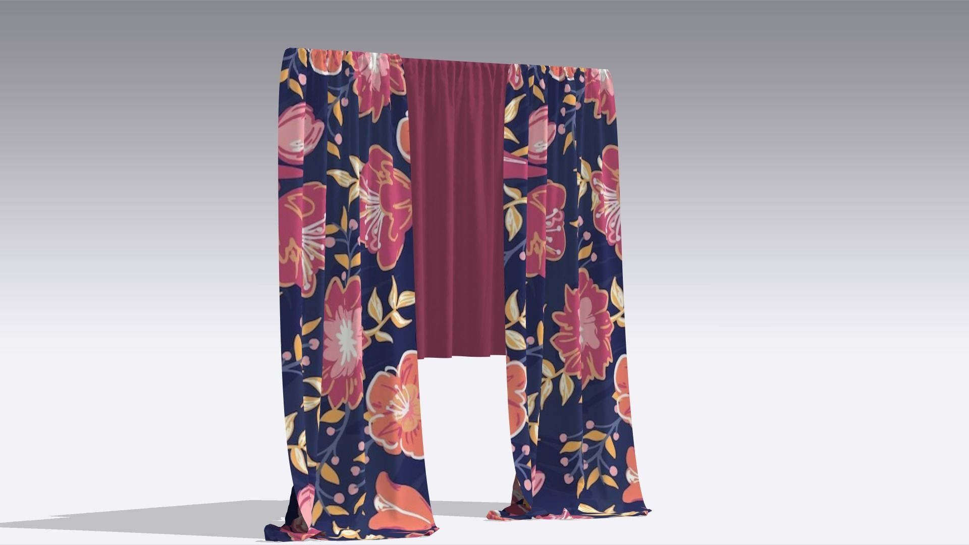 Curtain Low-poly 3D model_3