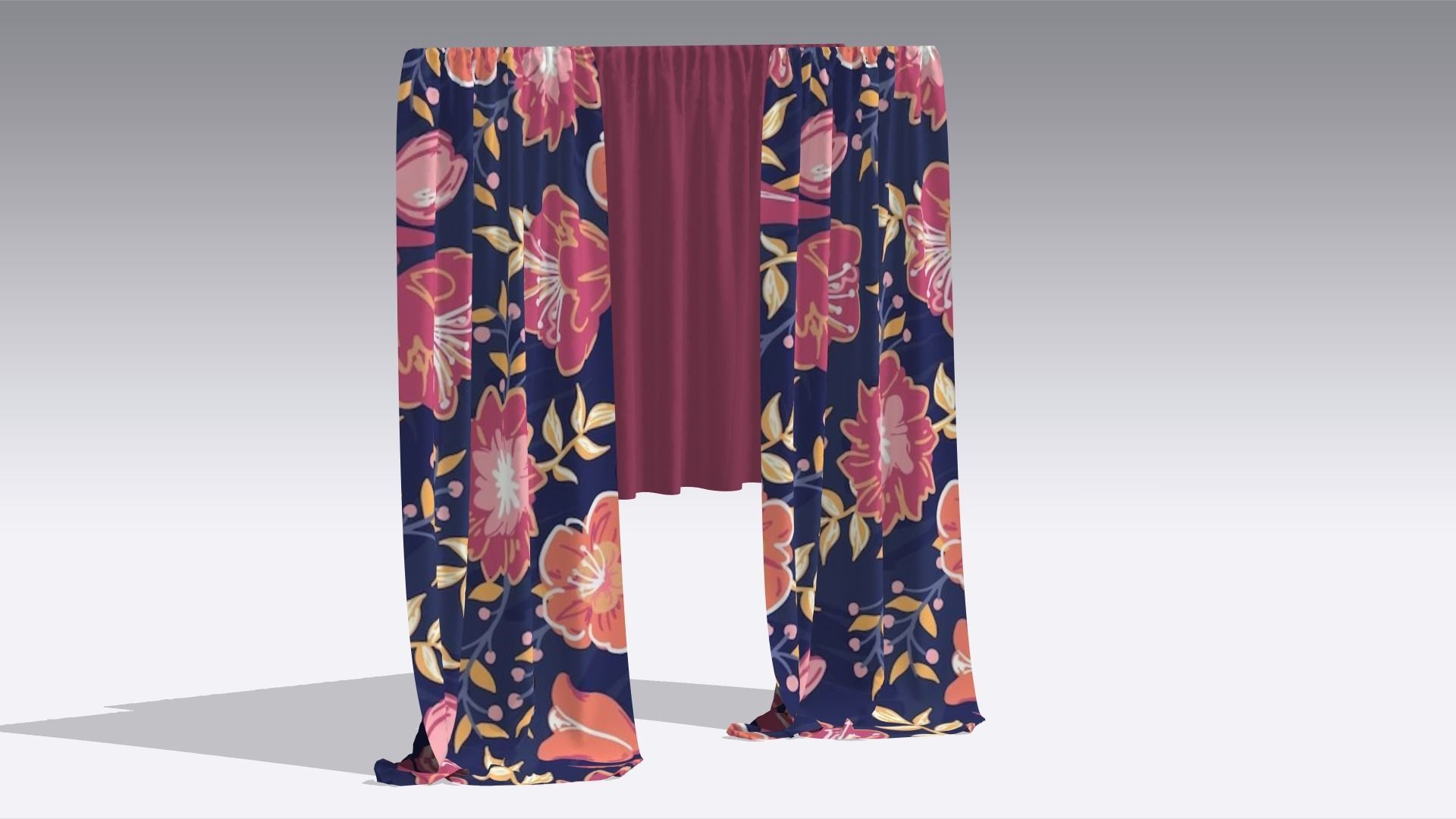 Curtain Low-poly 3D model_2