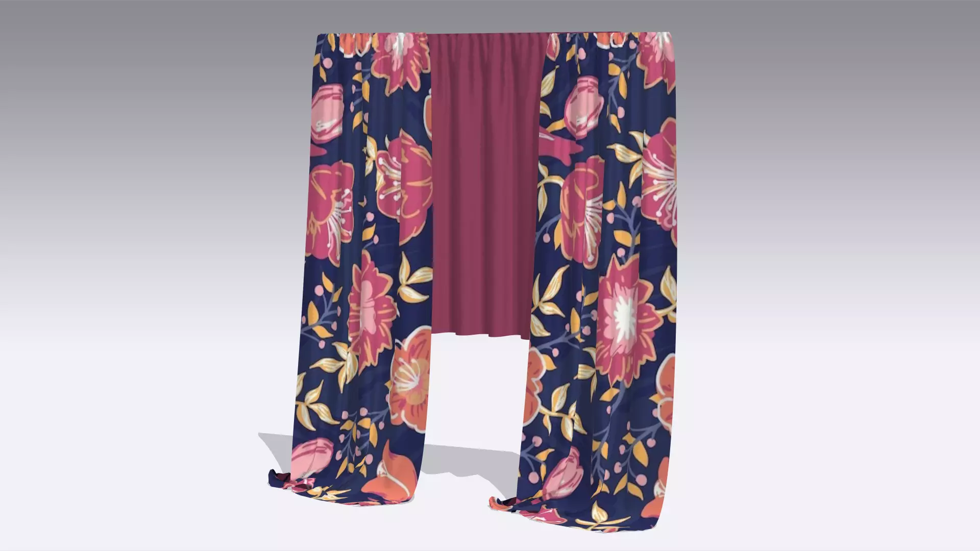 Curtain Low-poly 3D model_0