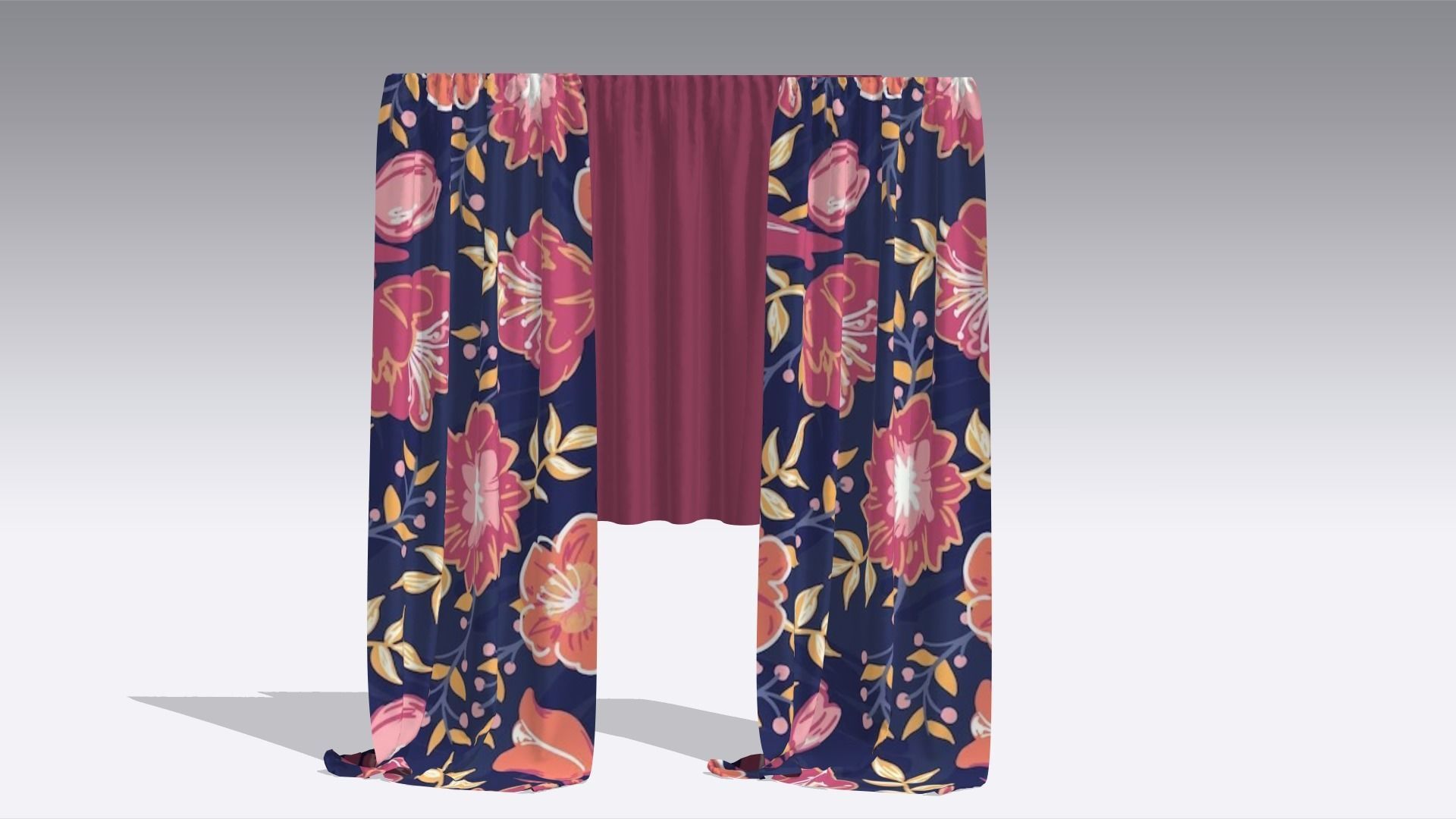 Curtain Low-poly 3D model_1