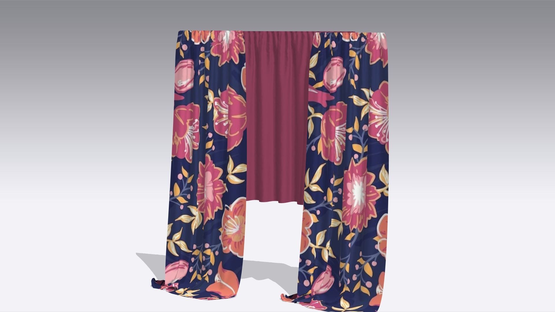 Curtain Low-poly 3D model_6