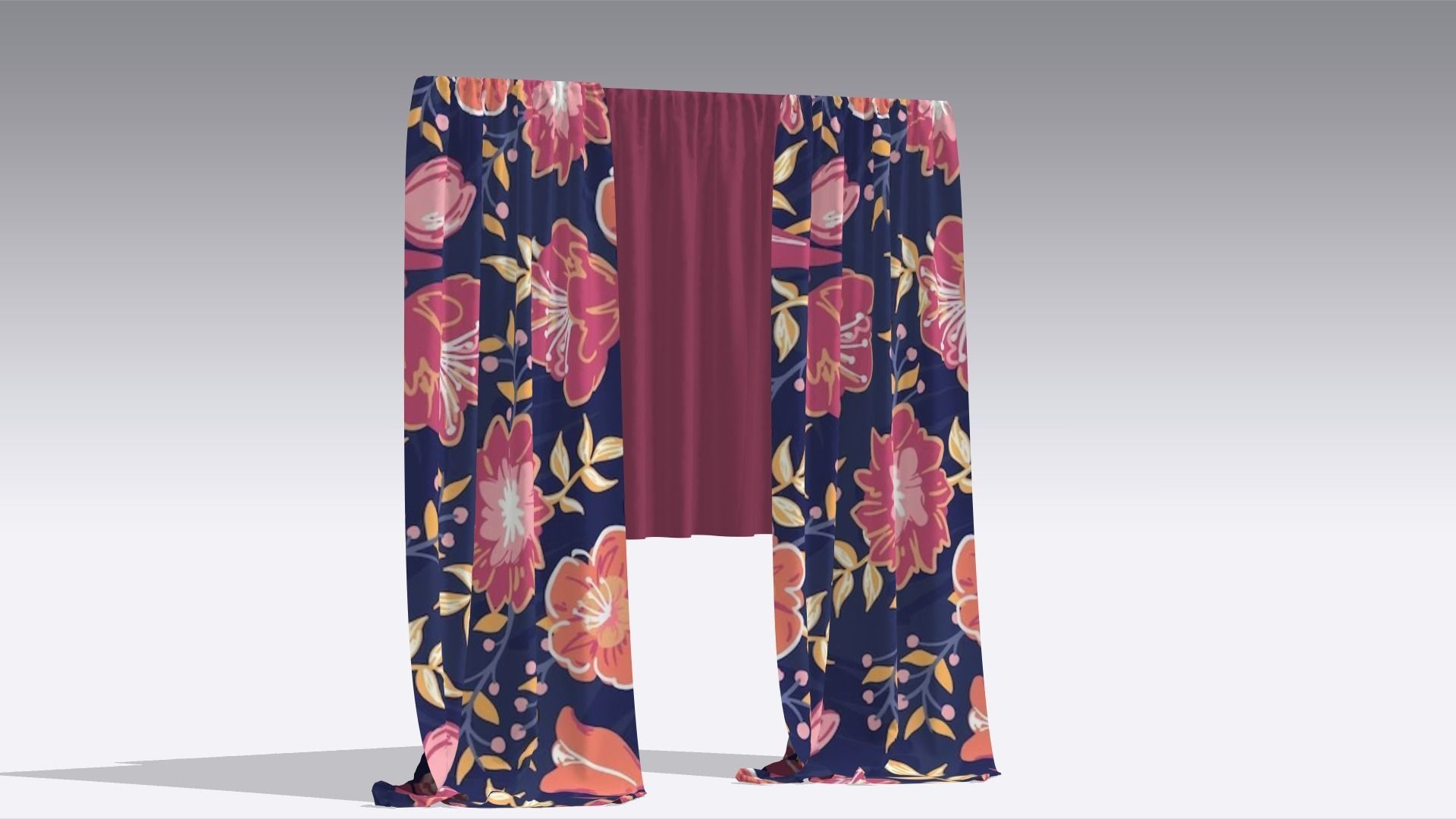 Curtain Low-poly 3D model_5