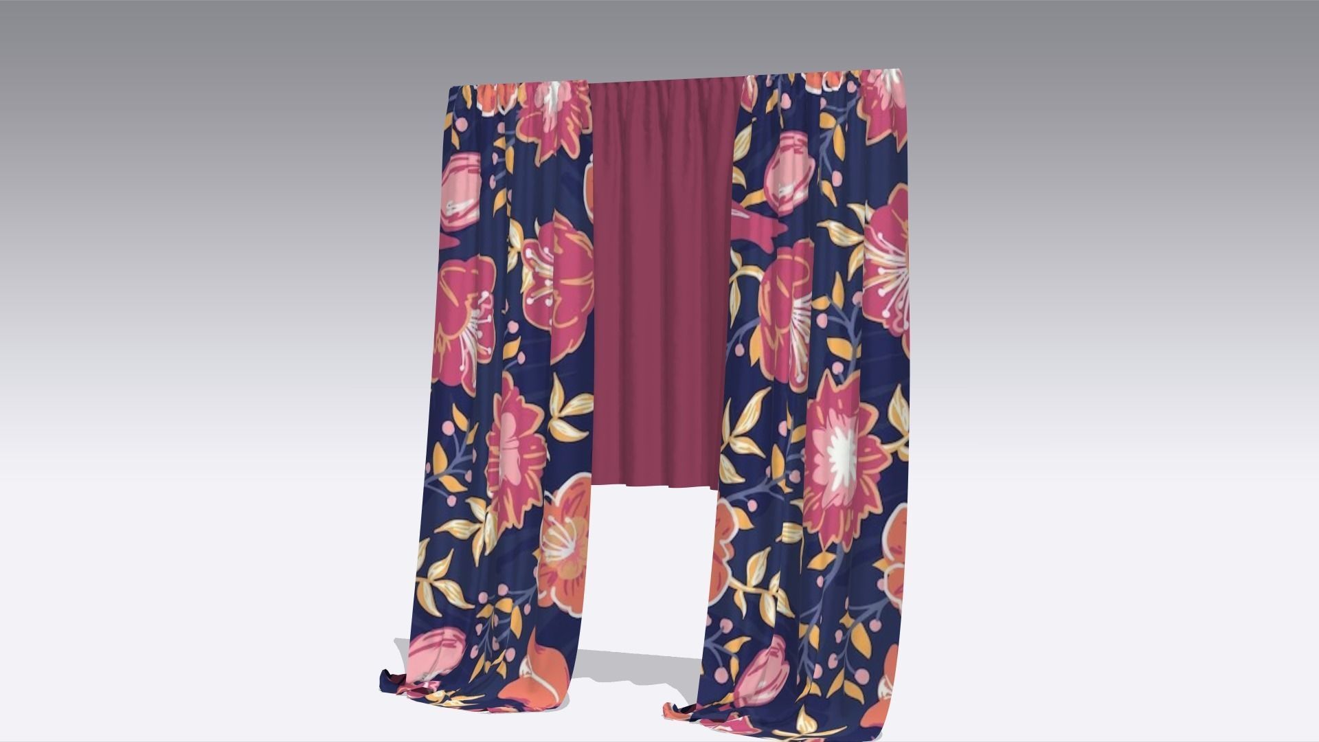 Curtain Low-poly 3D model_4