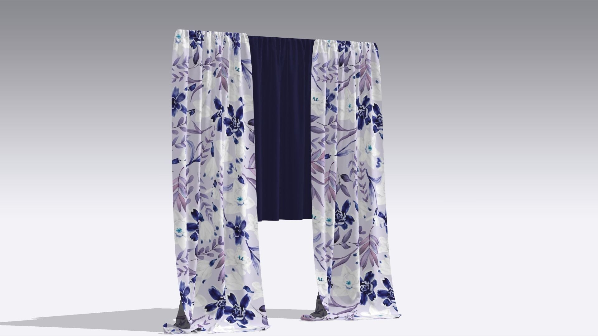 Curtain Low-poly 3D model_3