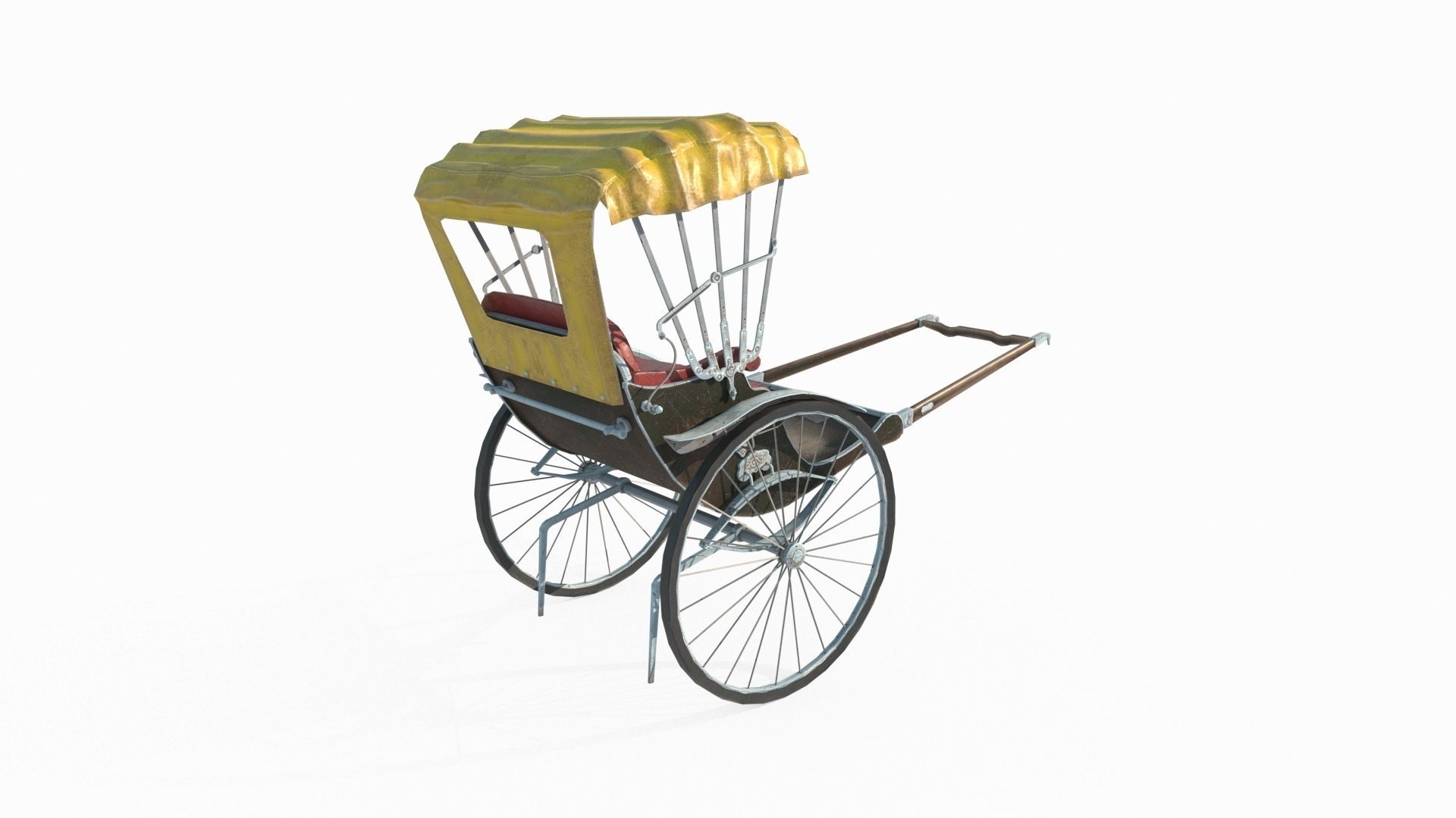Old style vehicle rickshaw 3D model_3